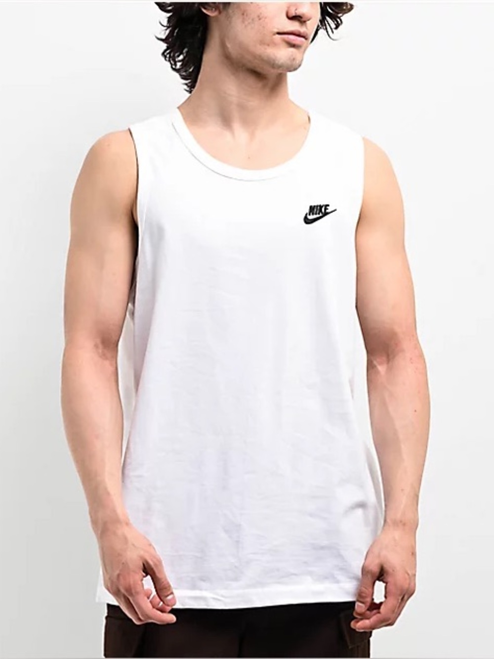 Nike men’s white tank size medium  with embroidered black swoosh